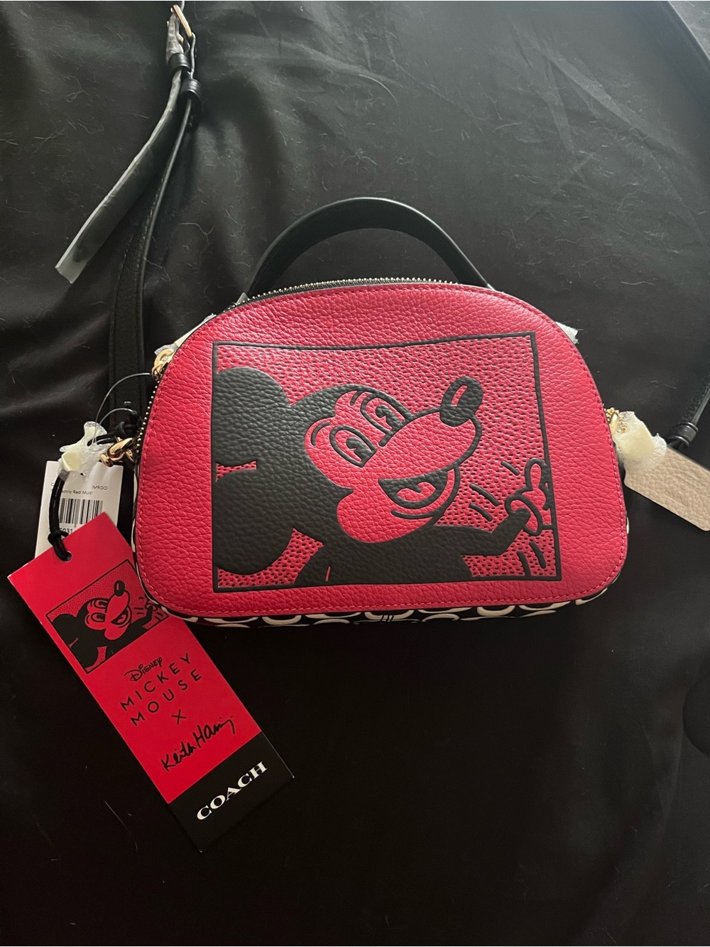 Coach Red and Black Mickey Mouse Mini Crossbody Bag